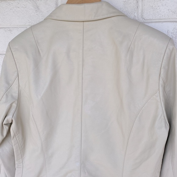 Scully Cream Leather Blazer Jacket - Picture 7 of 8